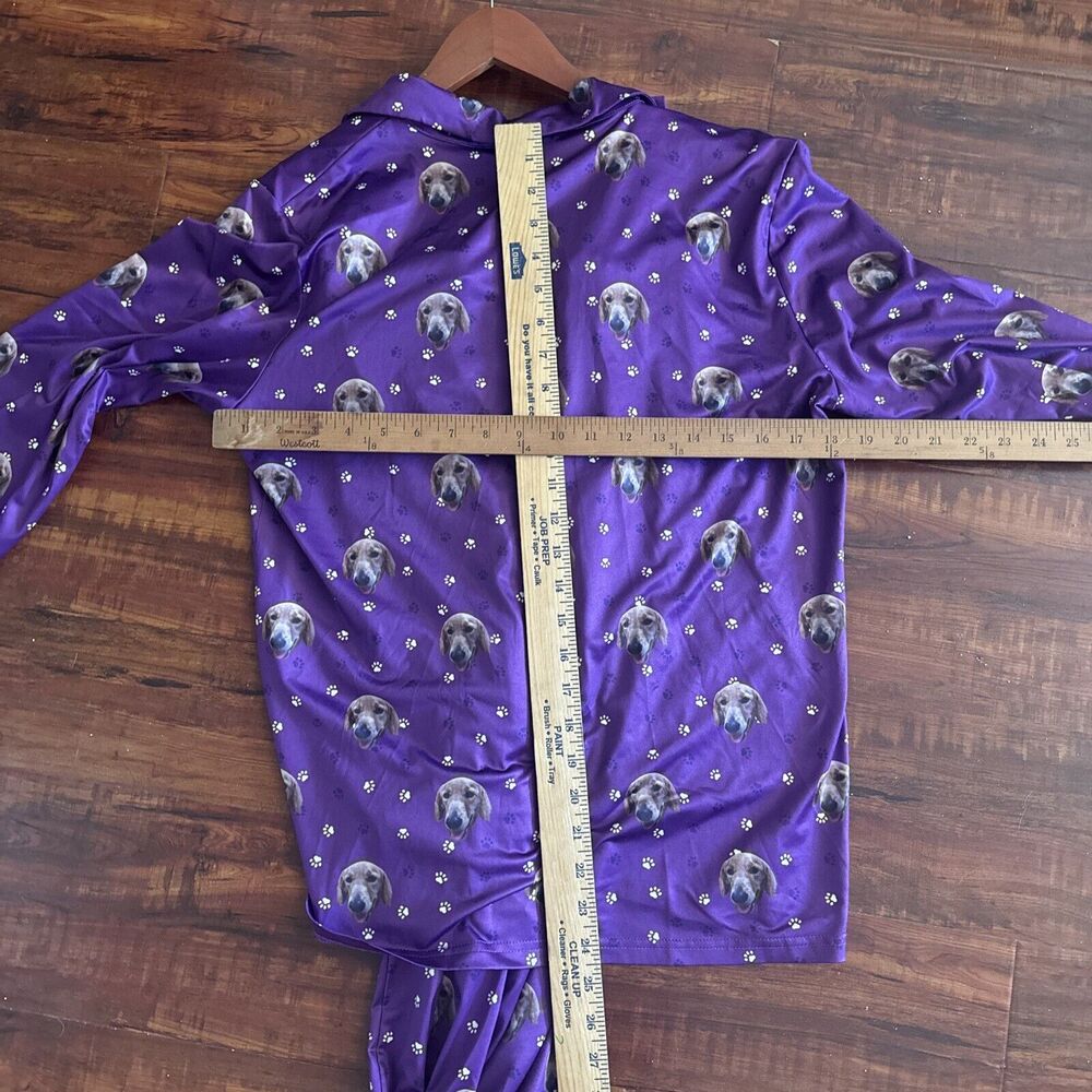 Golden Retriever Womens Pajama Set Medium Dog Purple Paw Prints Novelty Stretch - Picture 7 of 9